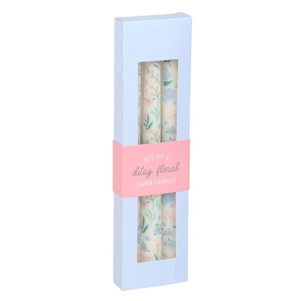 Set of 3 Ditsy Floral Taper Candles - Image 3