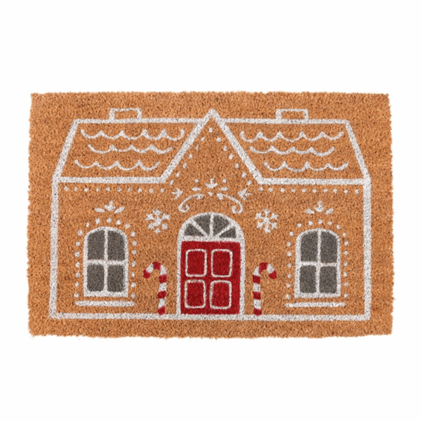 Natural Candy Cane Gingerbread House Doormat - Image 2
