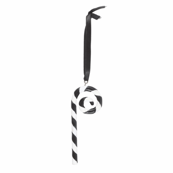 Black and White Candy Cane Hanging Ornament - Image 2