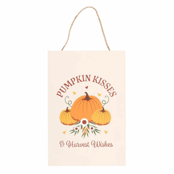 Pumpkin Kisses & Harvest Wishes Hanging Sign - Image 2