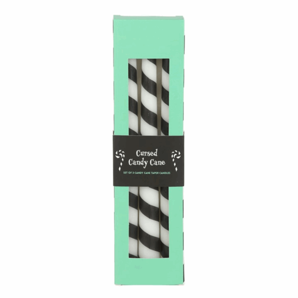 Set of 3 Black Candy Cane Taper Candles - Image 2