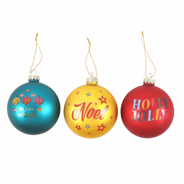 Set of 3 Nostalgic Christmas Glass Baubles - Image 2