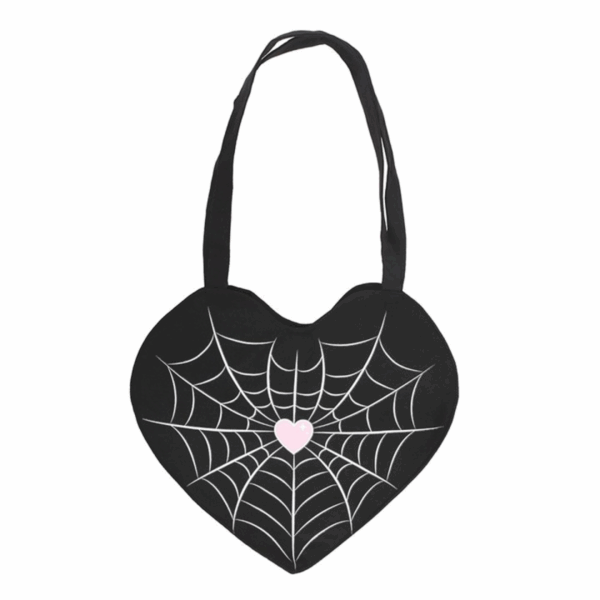 Spiderweb Heart Satin Tote Bag - Image 2