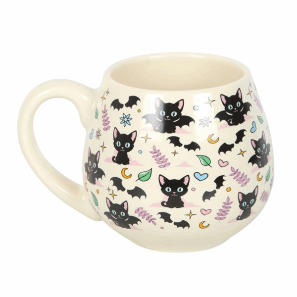 Cute and Creepy Cat Print Rounded Mug - Image 2