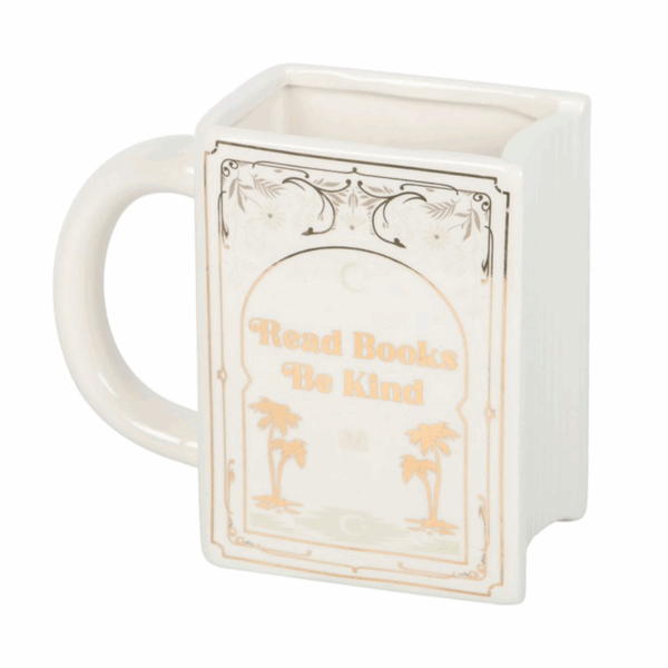 Read Books Be Kind White Book Shaped Mug - Image 2