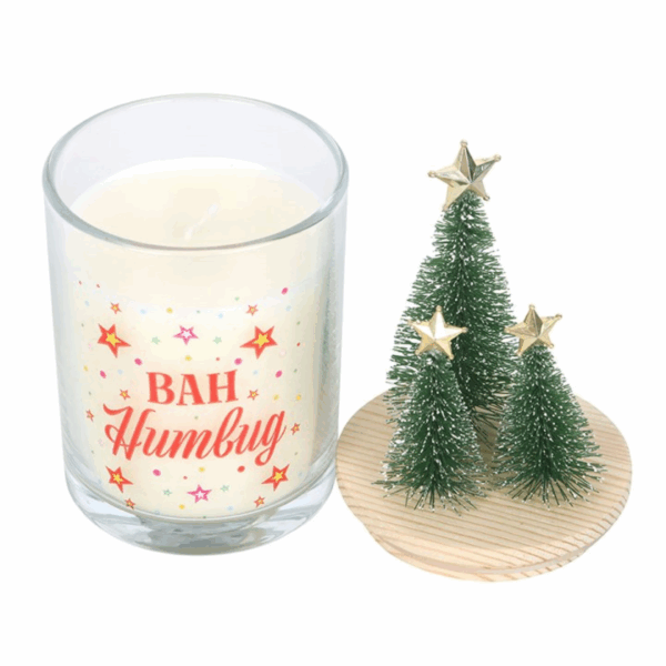 Bah Humbug Orange & Clove Glass Candle with Tree - Image 3