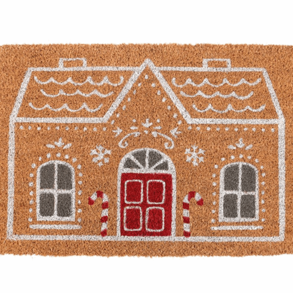 Natural Candy Cane Gingerbread House Doormat - Image 3