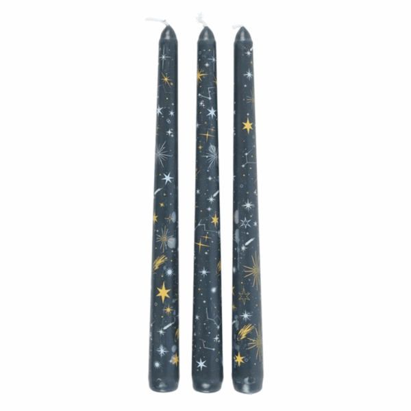 Set of 3 Starry Night Taper Candles - Image 3