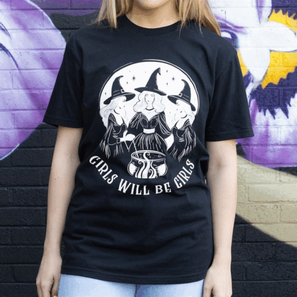 Girls Will Be Girls Witchy Unisex T-shirt Size M - Image 3