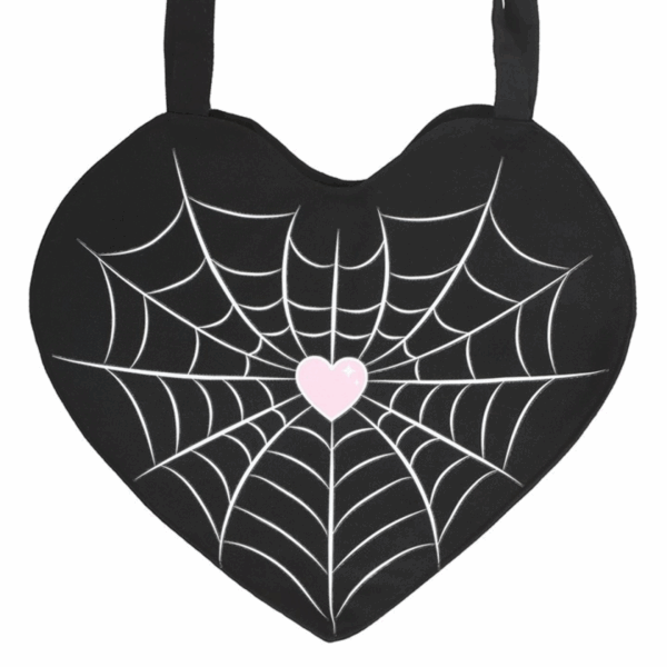 Spiderweb Heart Satin Tote Bag - Image 3