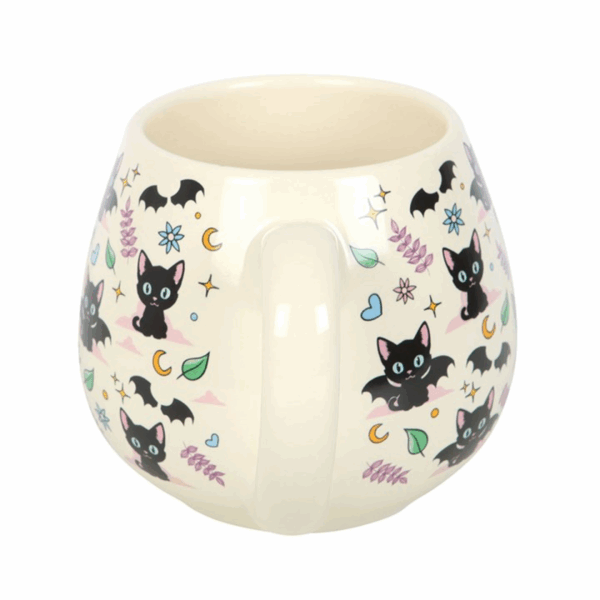 Cute and Creepy Cat Print Rounded Mug - Image 3