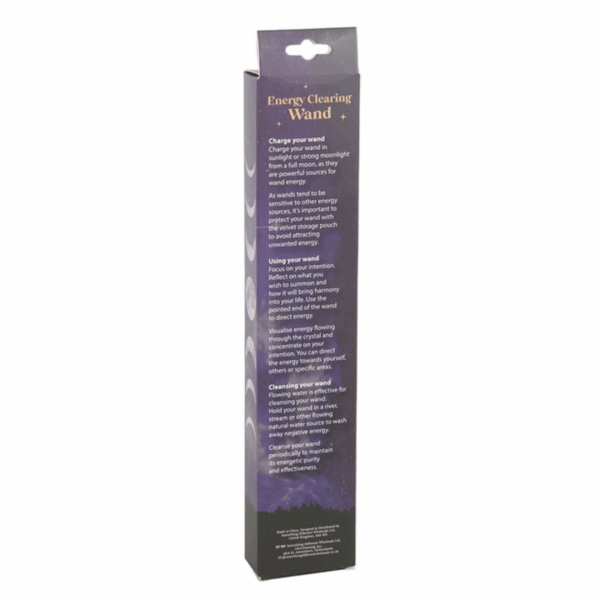 Energy Clearing Aura Quartz Crystal Wand with Pouch - Image 3