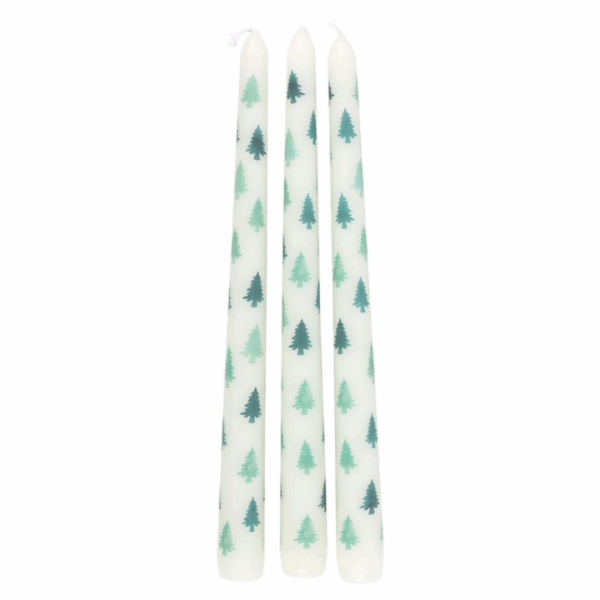 Set of 3 White Fir Tree Taper Candles - Image 3