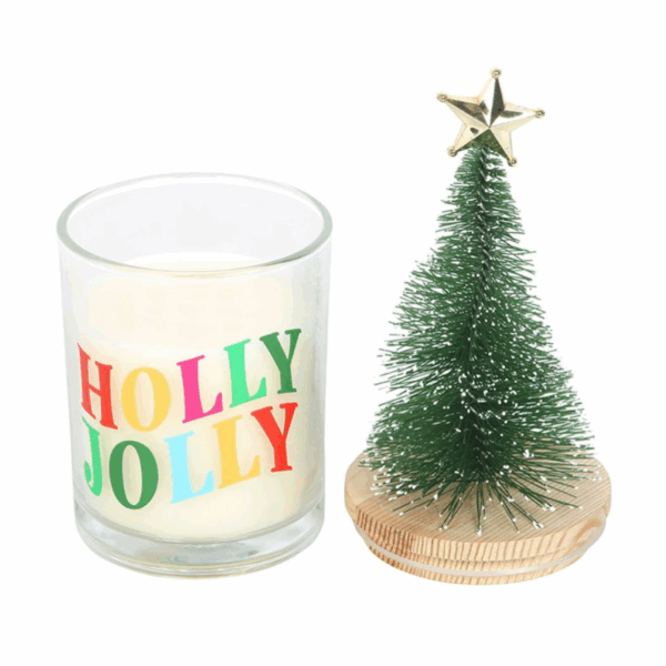 Holly Jolly Pine & Fir Glass Candle with Tree - Image 3