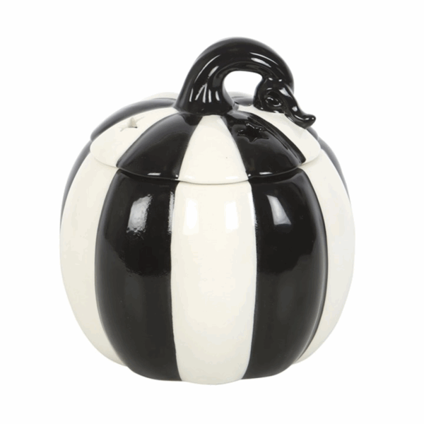Black and White Striped Pumpkin Oil Burner - Image 3