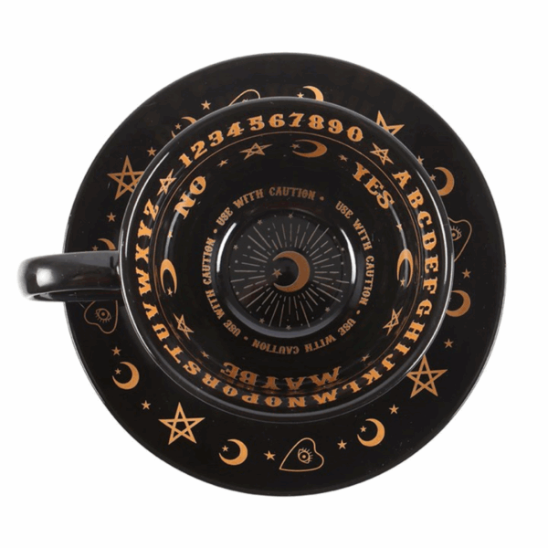 Black Talking Board Teacup and Saucer - Image 4