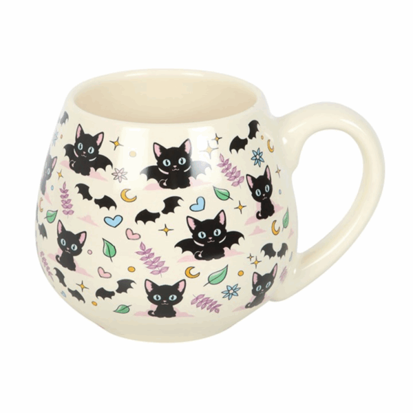 Cute and Creepy Cat Print Rounded Mug - Image 4