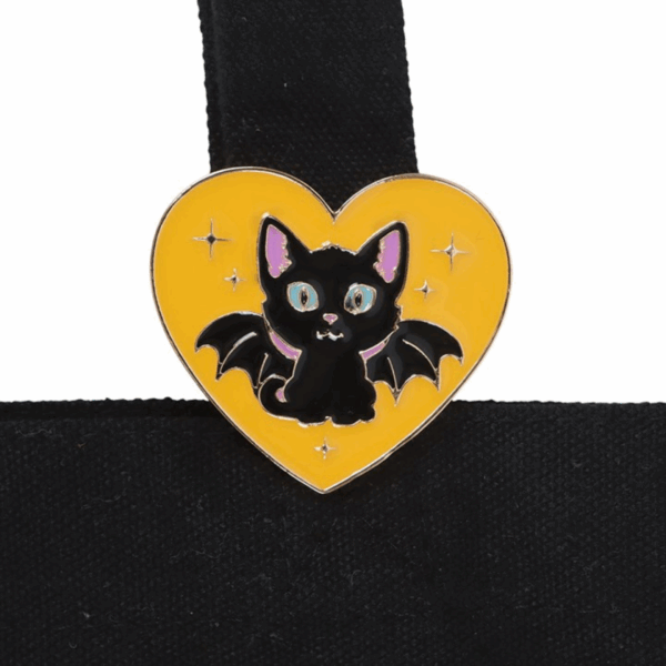 In My Witch Era Bat Cat Polycotton Tote Bag with Enamel Pin - Image 4