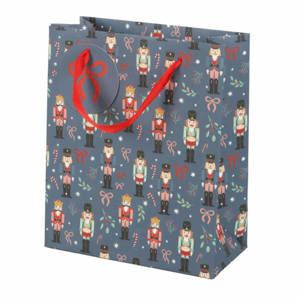 23cm Blue Nutcracker Print Gift Bag - Image 4