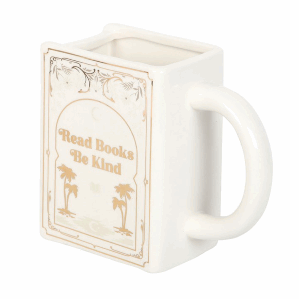 Read Books Be Kind White Book Shaped Mug - Image 4