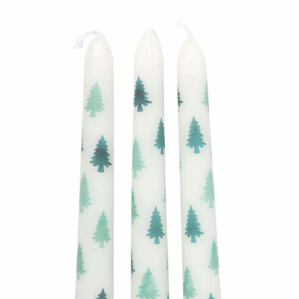 Set of 3 White Fir Tree Taper Candles - Image 4