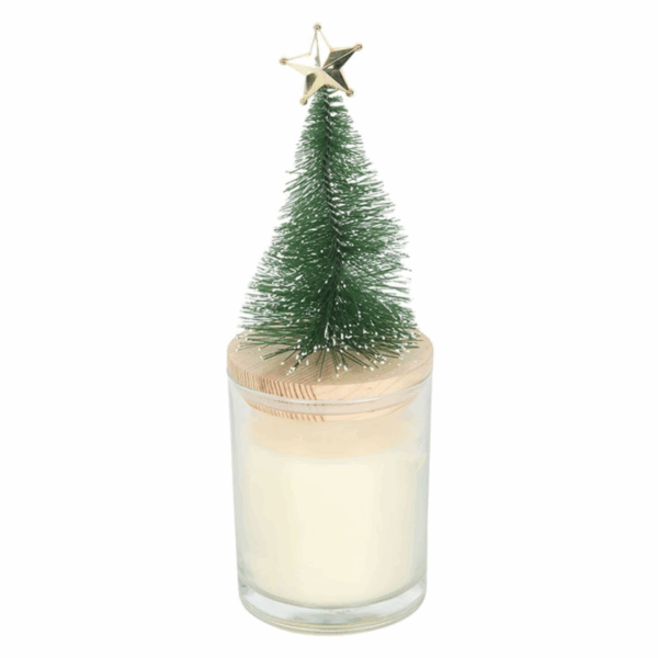 Holly Jolly Pine & Fir Glass Candle with Tree - Image 4