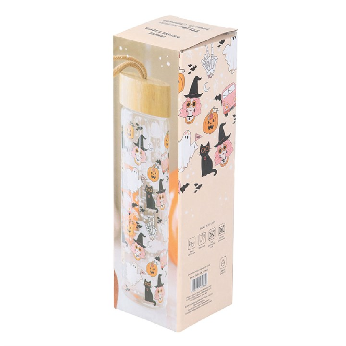 Groovy Ghost Print Glass Water Bottle - Image 5