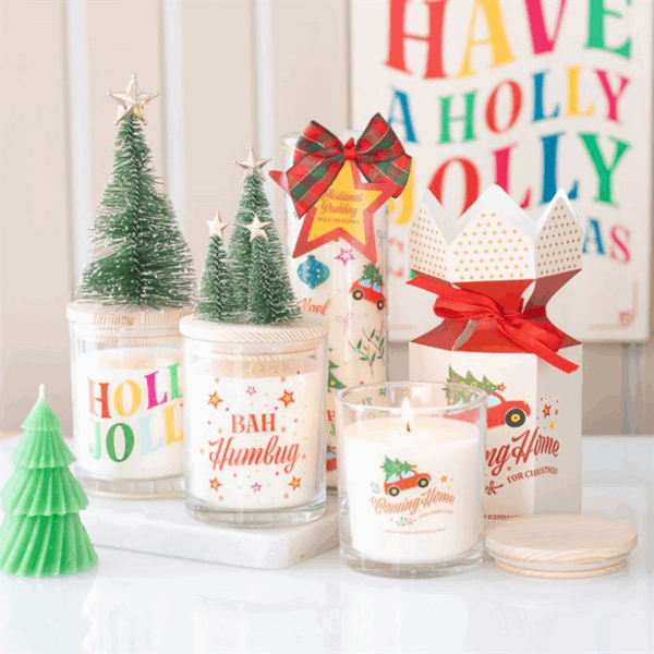 Holly Jolly Pine & Fir Glass Candle with Tree - Image 5