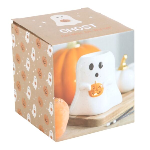 Ghost Shaped Oil Burner and Wax Warmer with Pumpkin - Image 5