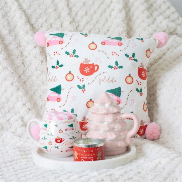 Square Sugarplum Fun Christmas Print Cushion - Image 5