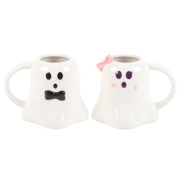 Mr and Mrs Boo Ghost Shaped Mug Set - Image 2