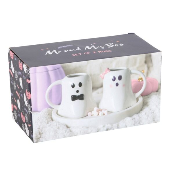 Mr and Mrs Boo Ghost Shaped Mug Set - Image 4