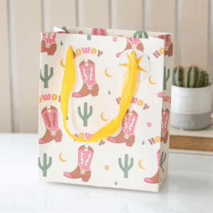 23cm Cowboy Boot Print Gift Bag
