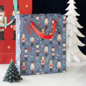 23cm Blue Nutcracker Print Gift Bag