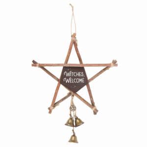 30cm Witches Welcome Willow Pentagram Sign with Bells