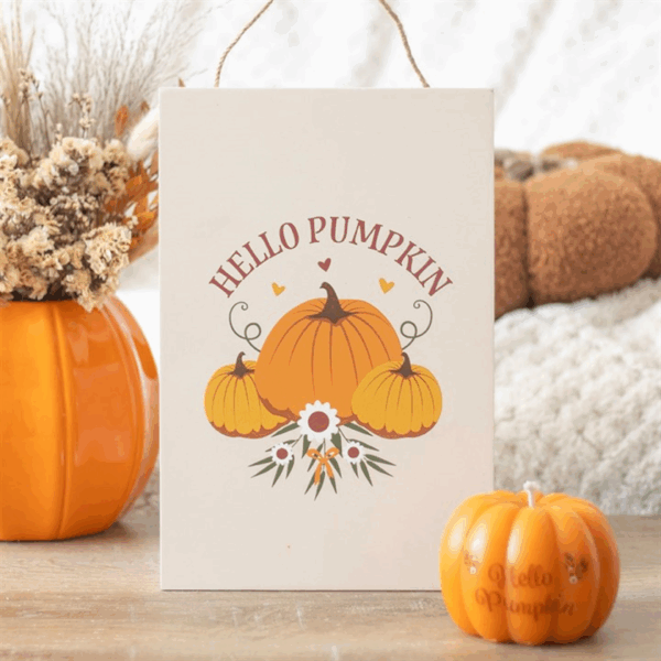 Autumn Days Hello Pumpkin Hanging Sign