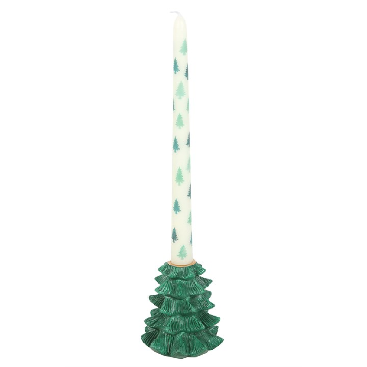 Green Fir Tree Candle Holder with Taper Candle - Image 2