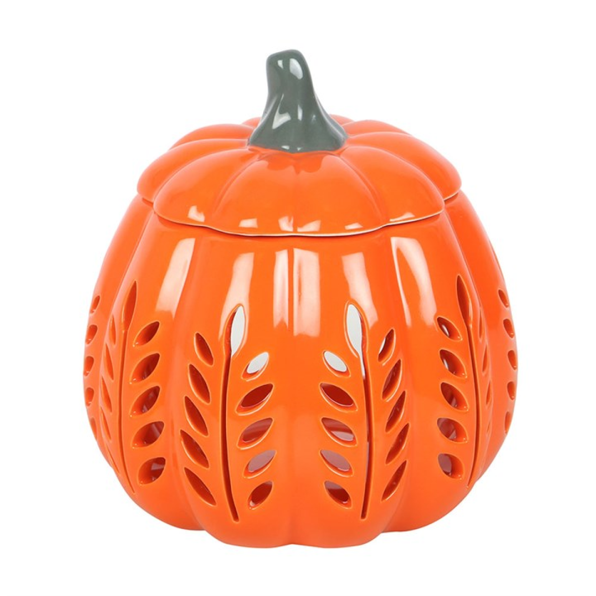 Orange Leaf Cut Out Pumpkin Oil Burner and Wax Warmer - Image 2