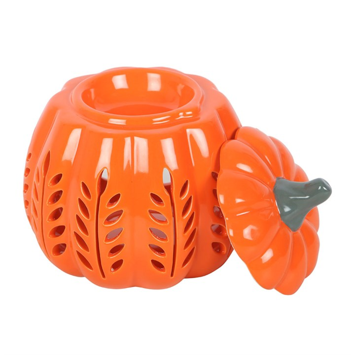 Orange Leaf Cut Out Pumpkin Oil Burner and Wax Warmer - Image 3