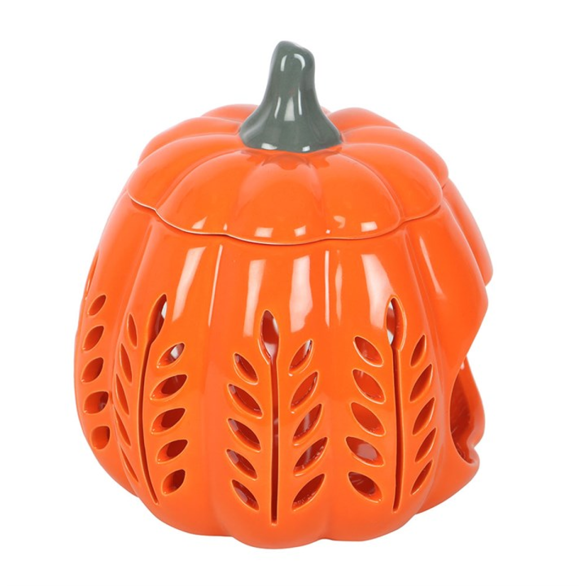 Orange Leaf Cut Out Pumpkin Oil Burner and Wax Warmer - Image 4