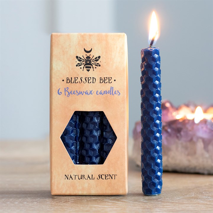 Set of 6 Blue Beeswax Spell Candles - Image 5