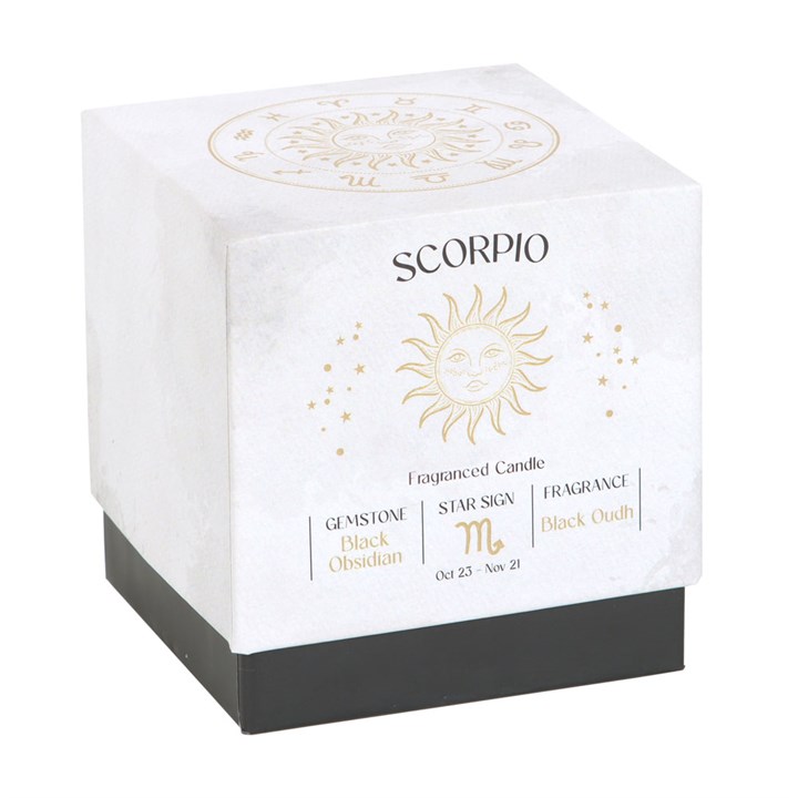 Scorpio Black Oudh Gemstone Zodiac Candle - Image 3