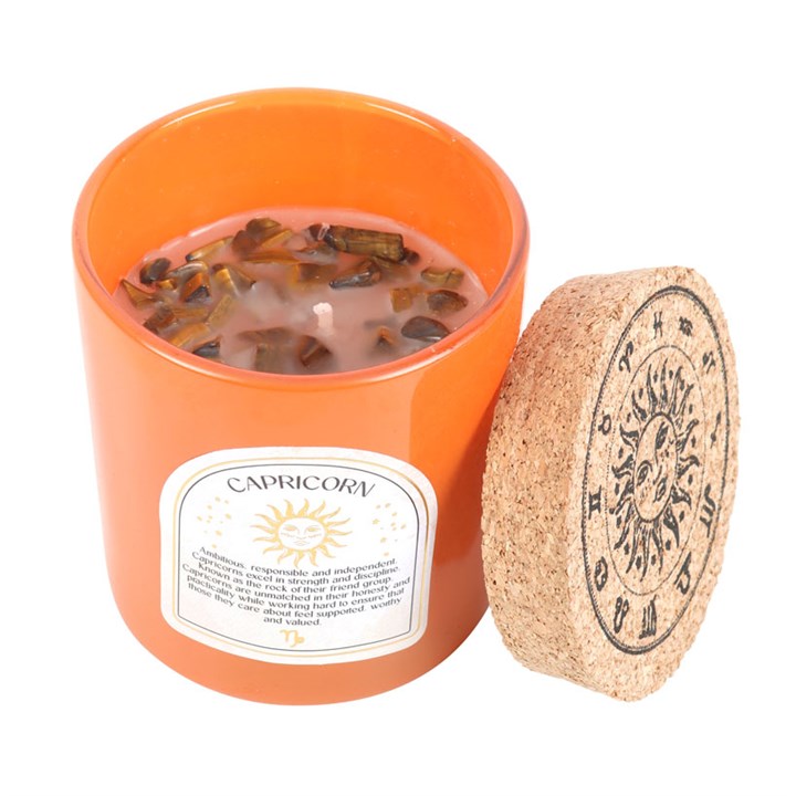 Capricorn Sandalwood & Jasmine Gemstone Zodiac Candle - Image 2