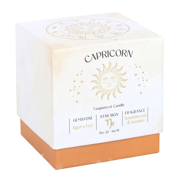 Capricorn Sandalwood & Jasmine Gemstone Zodiac Candle - Image 4