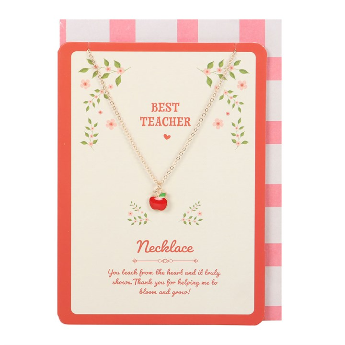Best Teacher Apple Necklace on Greeting Card - Image 2