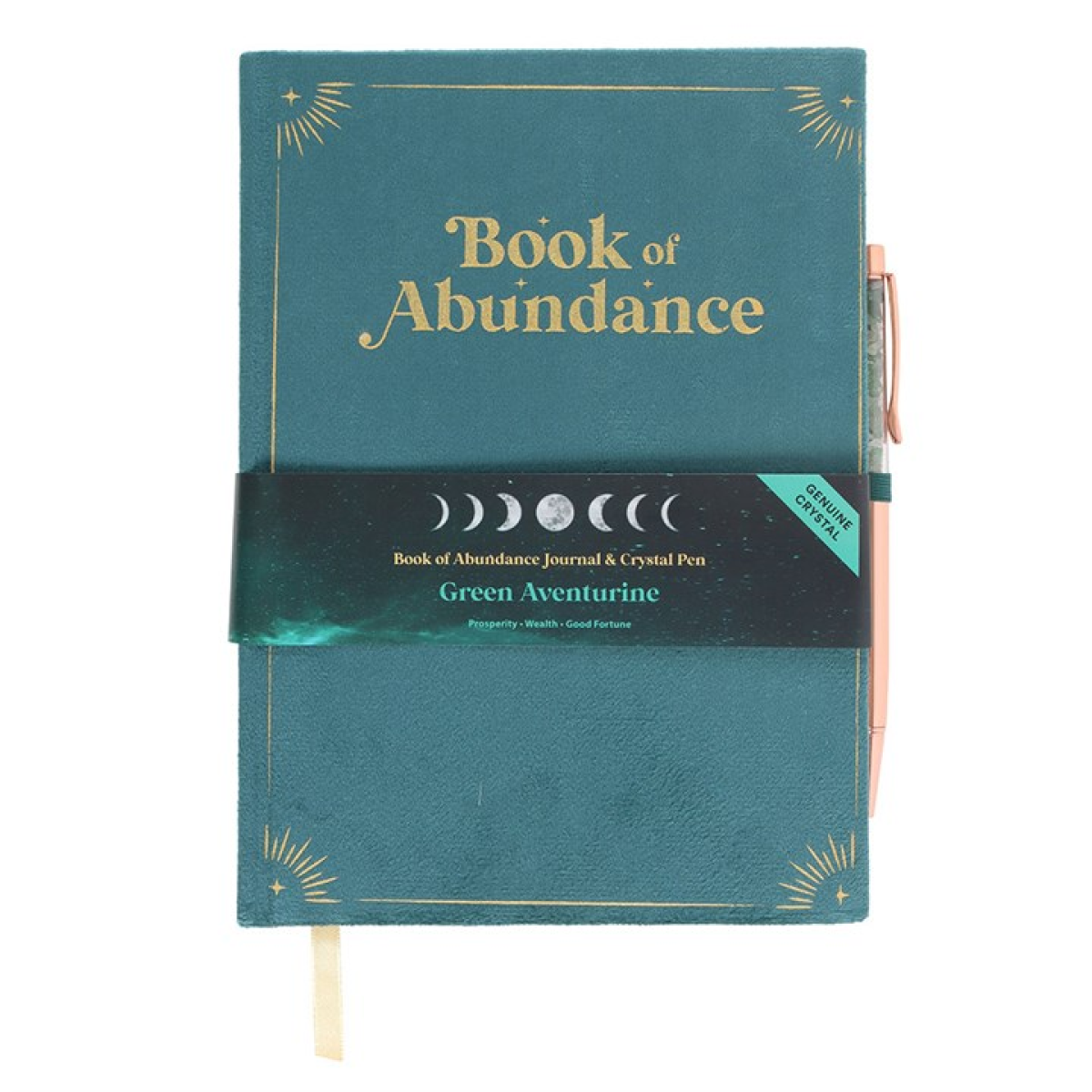 Book of Abundance Journal with Green Aventurine Crystal Pen - Image 2