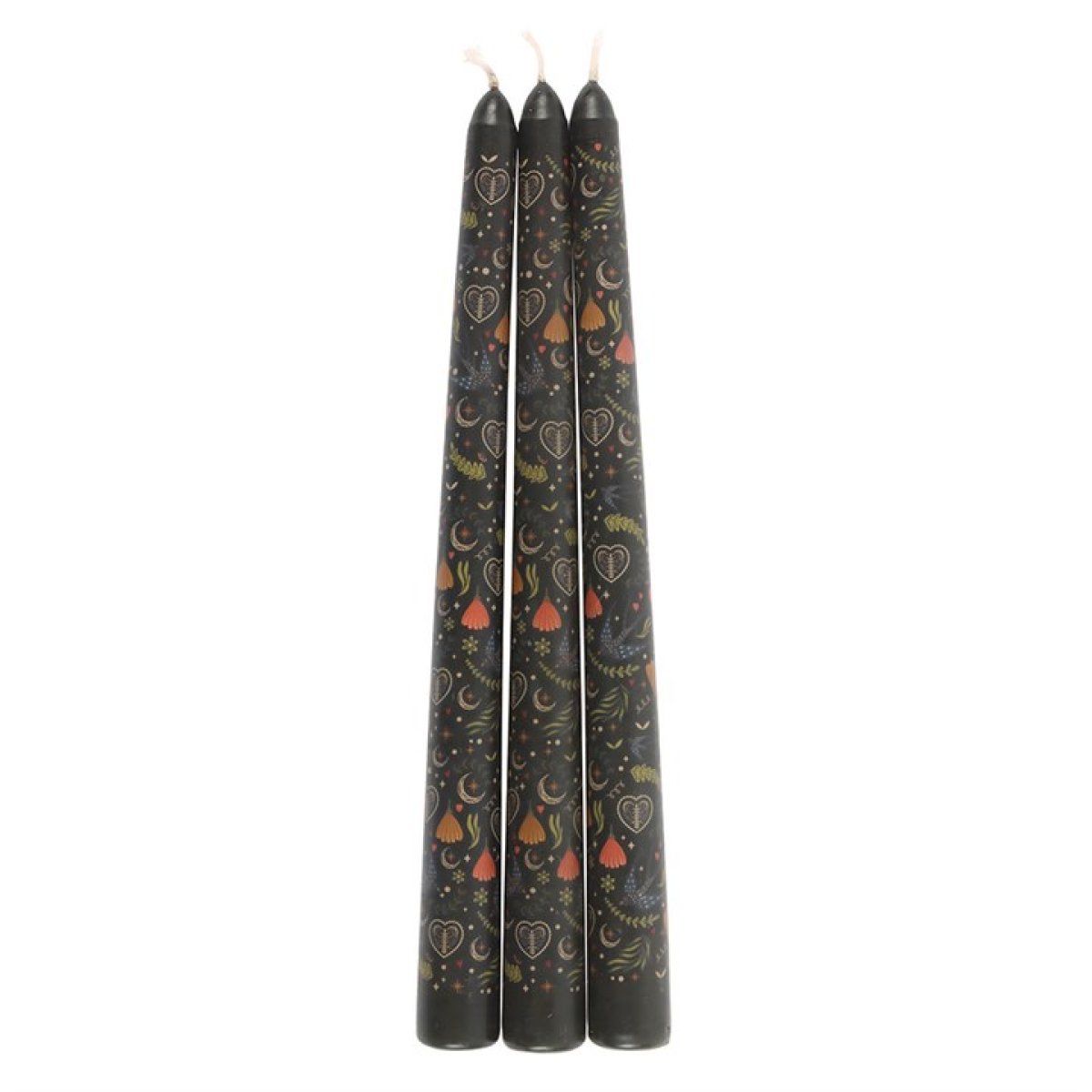 Set of 3 Black Midnight Print Taper Candles - Image 3