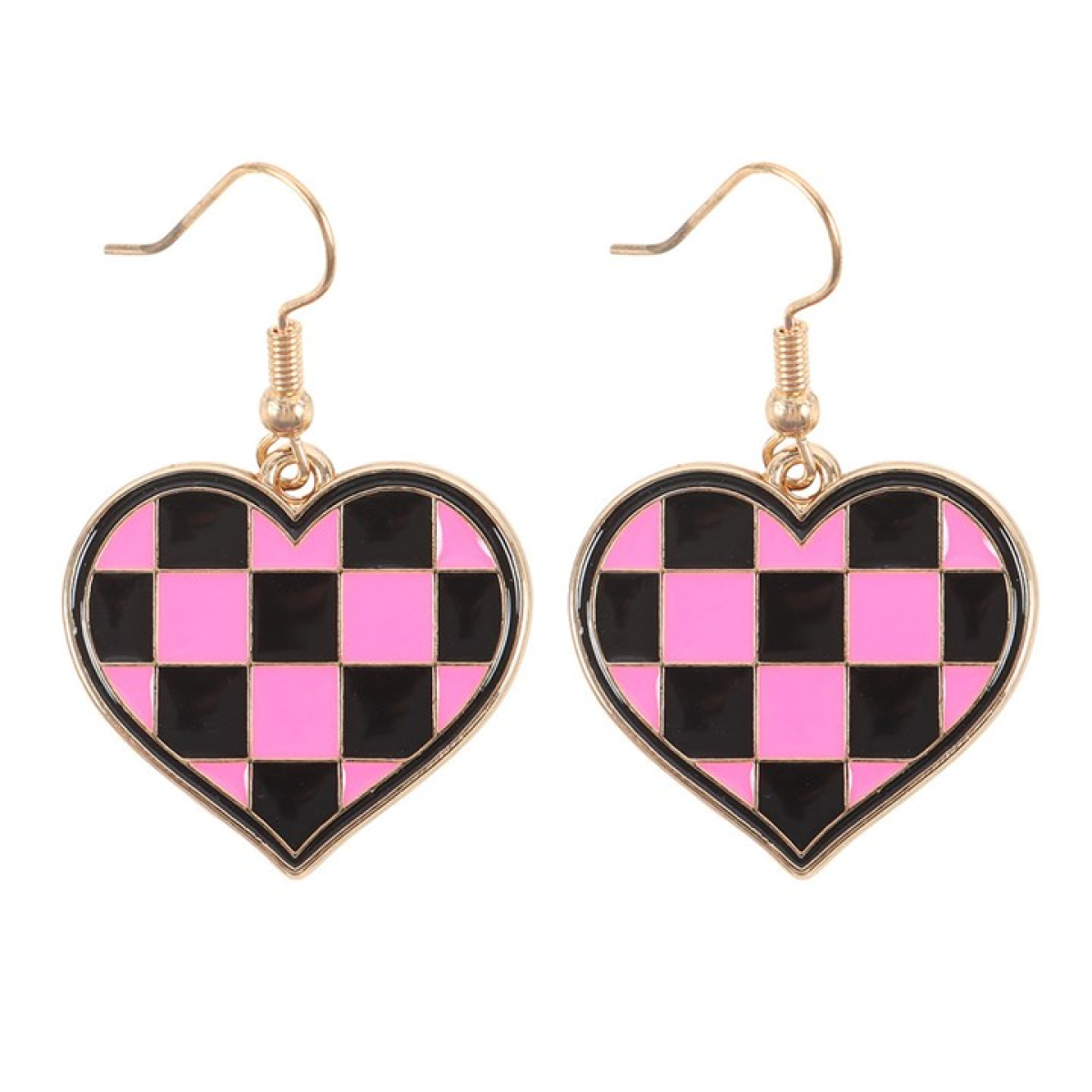 Checkerboard Heart Earrings - Image 3