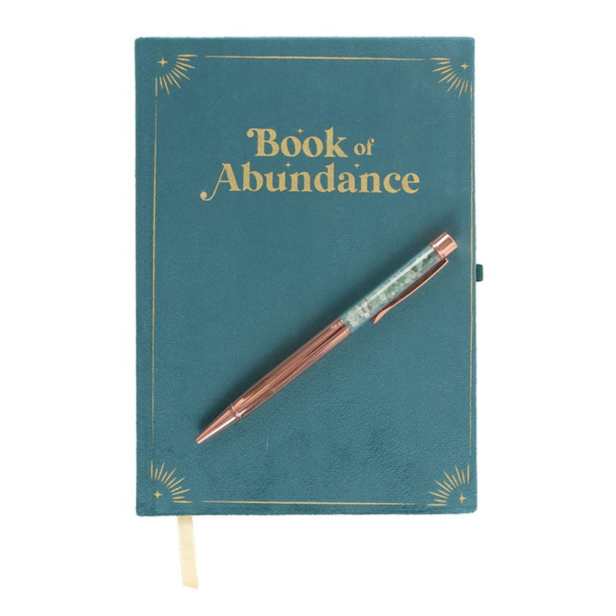 Book of Abundance Journal with Green Aventurine Crystal Pen - Image 3
