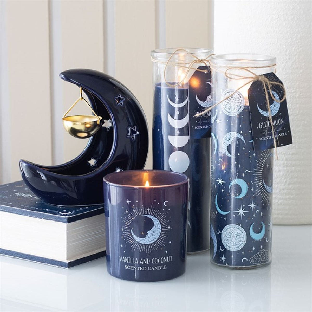 Blue Moon Phase Fig & Vanilla Scented Glass Tube Candle - Image 5
